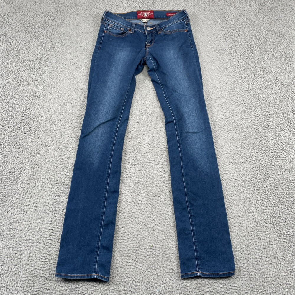 Lucky Brand Jeans Womens 0/25 Blue Charlie Straight Long Stretch Denim Classic